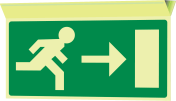 Nooduitgang links/rechts plafond (haaks fotoluminescerend)