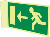 Nooduitgang naar muur toe (haaks fotoluminescerend)