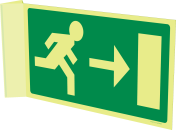 Nooduitgang van muur af (haaks fotoluminescerend)