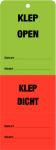 Afscheurbaar onderhoudslabel "Klep Open - Klep Dicht" (NL)