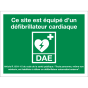 Bord met pictogram en tekst AED volgens ISO 7010