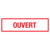 Panneau Ouvert - blanc avec texte rouge