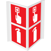 Gecombineerd panorama bord met pictogram van een brandblusser en handbrandmelder