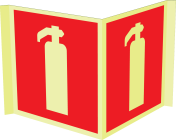 Fotoluminescerend panorama bord met pictogram van een brandblusser