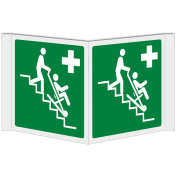 Panorama bord met evacuatie stoel ISO 7010