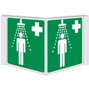 Panorama bord met pictogram nooddouche ISO 7010