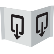 Wit panorama bord met pictogram voor aanduiden uitgang