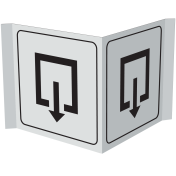 Wit panorama bord met pictogram voor aanduiden uitgang