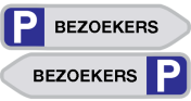 Parkeerbord met pijl "bezoekers" aluminium 850x200mm