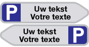 Parkeerbord met pijl "Eigen tekst" aluminium 850x200mm