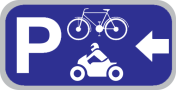 Parkeerbord "Fietsen en motoren links" aluminium 400x200mm