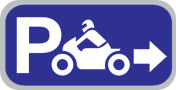 Parkeerbord "Motoren rechts" aluminium 400x200mm