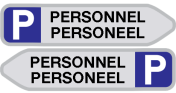 Parkeerbord met pijl "Personeel" aluminium 850x200mm