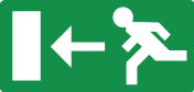 Sticker met pictogram nooduitgang links