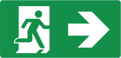 Forex bord met pictogram nooduitgang rechts ISO 7010