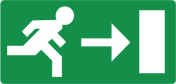 Sticker met pictogram nooduitgang rechts