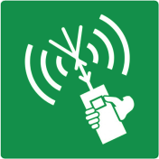 Bord met pictogram van een radiotelefoon ISO 7010