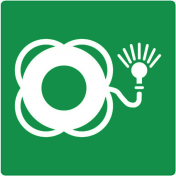 Bord met pictogram reddingsboei met licht ISO 7010