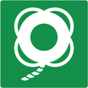 Sticker met pictogram reddingsboei met lijn ISO 7010
