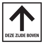 Sticker met pictogram en tekst Deze zijde boven