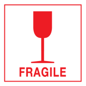 Sticker met pictogram en tekst Fragile