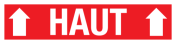 Sticker met pictogram en tekst Haut rood