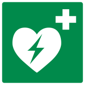 Sticker met pictogram AED - ISO 7010 (Raamsticker)