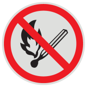 Reflecterende sticker met pictogram Roken en Open vuur verboden ISO7010 - P003