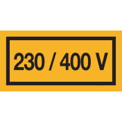 Sticker met tekst "230/400 Volt"