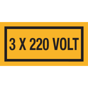 Sticker met tekst "3x220 Volt"