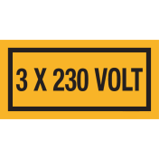 Sticker met tekst "3x230 Volt"