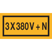 Sticker met spanningsaanduiding "3x380V+N"