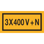 Sticker met spanningsaanduiding "3x400V+N"