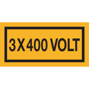 Sticker met spanningsaanduiding "3x400 Volt"