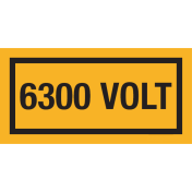 Sticker met tekst "6300 Volt"