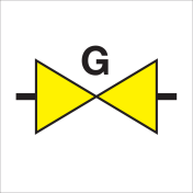 Sticker met pictogram voor aanduiding van een gasafsluiter