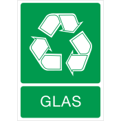 Sticker met pictogram voor het aanduiden van afvalscheiding en recycling van glas