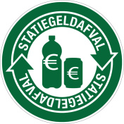 Sticker met pictogram voor het recyclen en afvalscheiden van statiegeld afval