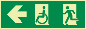 Fotoluminescerende sticker met pictogram nooduitgang links beperkte mobiliteit ISO 7010