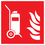 Sticker met pictogram van een mobiele brandblusser