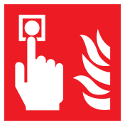 Sticker met pictogram van een brandmelder met vlam - ISO 7010 - F005