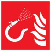 Sticker met pictogram van een brandslang met losse straalpijp