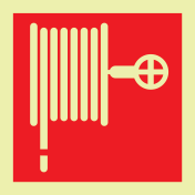 Fotoluminescerende sticker met pictogram van een brandslanghaspel
