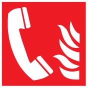 Sticker met pictogram van een noodtelefoon met vlam