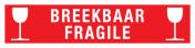 Sticker met pictogram en tekst Breekbaar/Fragile rood
