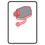 Sticker met pictogram voor aanduiding camerabewaking volgens wet 21-03-07