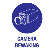 Sticker met pictogram camera en tekst voor aanduiden van camerabewaking