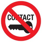 Sticker met pictogram Verplicht contact uitzetten