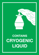 Sticker met pictogram en tekst Contains cryogenic liquid
