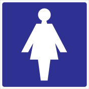 Sticker met pictogram voor aanduiden van een ruimte voor dames blauw